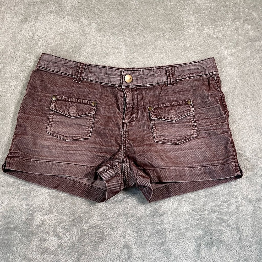 Roxy Women's Corduroy Chino Shorts Brown Size 7 Button Closure Casual Summer